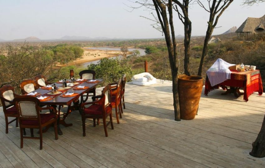 Outside dining setting at Sasaab Lodge
